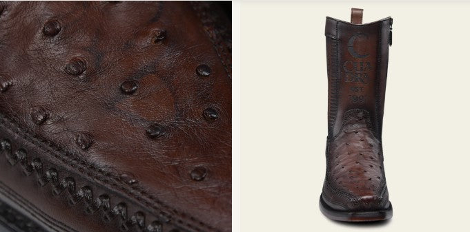 Bota casual en piel genuina de avestruz para caballero.