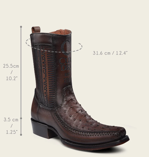 Bota casual en piel genuina de avestruz para caballero.
