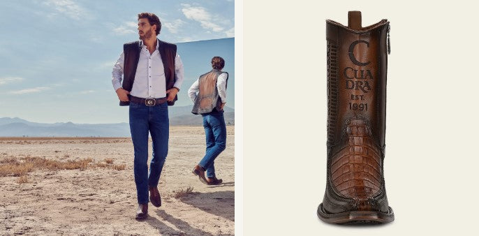 Bota casual en piel genuina de fuscus para caballero.