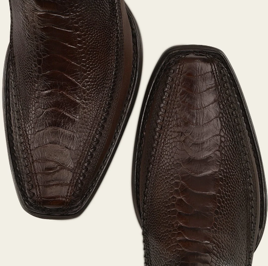 Bota casual en piel genuina de pata de avestruz para caballero.