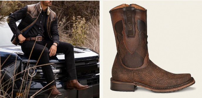 Bota tradicional en piel genuina de tiburón para caballero.