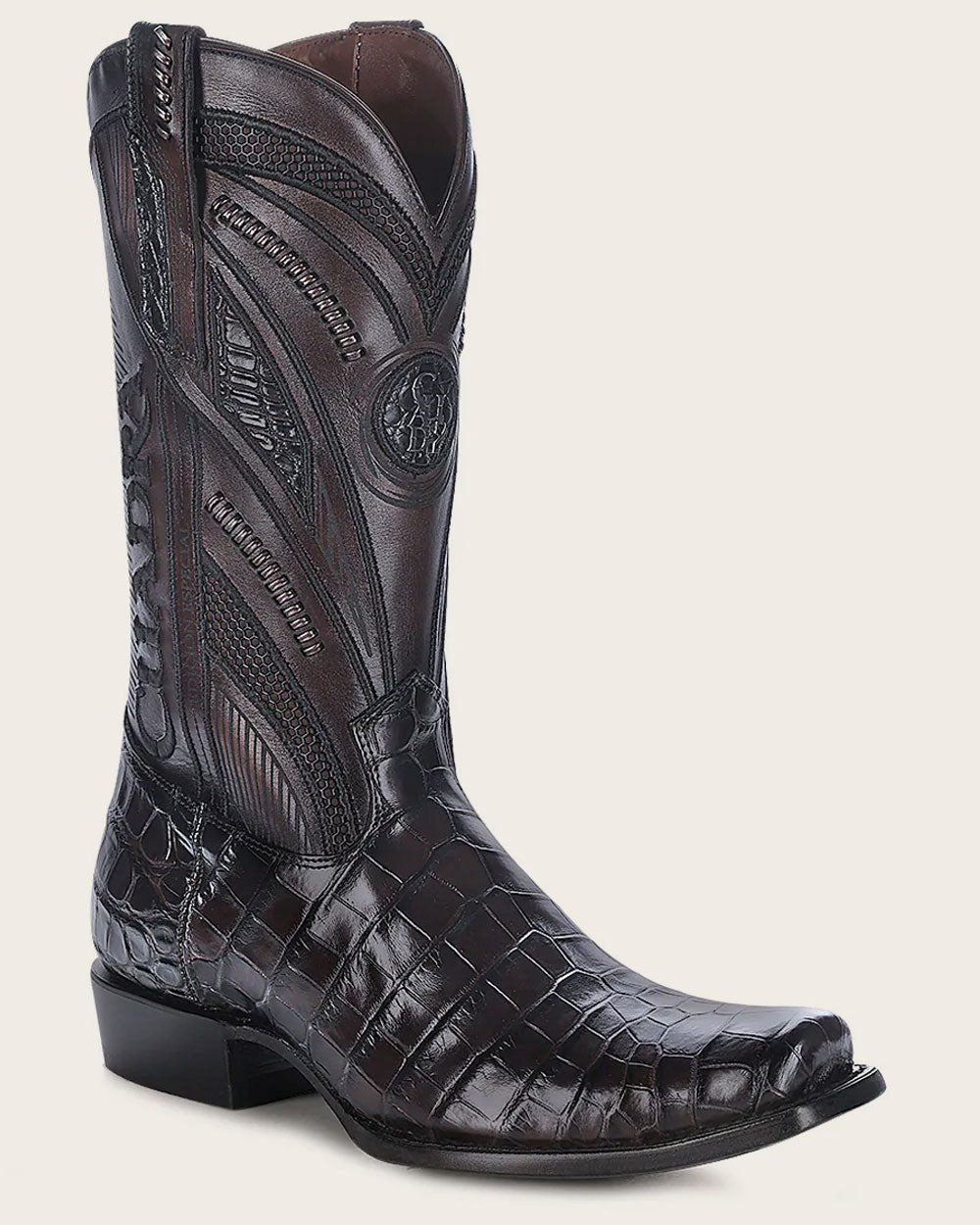 Bota Imperio piel exótica marrón oscuro.