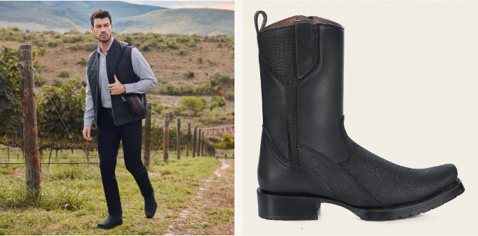 Bota casual en piel genuina de cuello de toro para caballero.