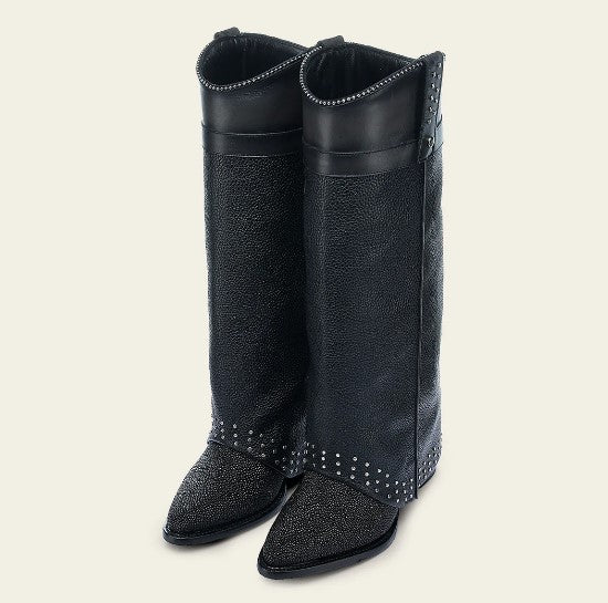 Bota casual en piel genuina de mantarraya para dama.