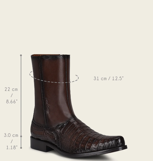 Bota de vestir en piel genuina de caimán para caballero