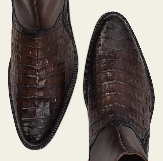 Bota de vestir en piel genuina de caimán para caballero