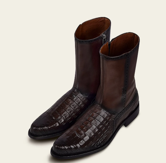 Bota de vestir en piel genuina de caimán para caballero