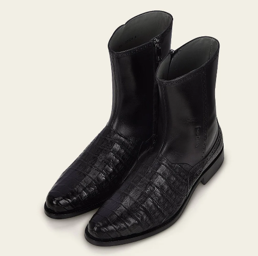 Bota de vestir en piel genuina de caimán para caballero.