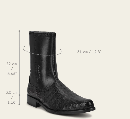Bota de vestir en piel genuina de caimán para caballero.