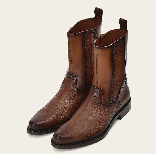 Bota de vestir en piel genuina de venado para caballero.