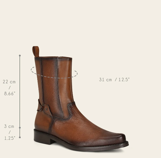 Bota de vestir en piel genuina de venado para caballero.