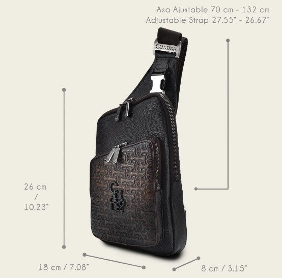 Bandolera para caballero en piel genuina.