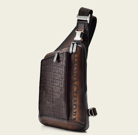 Bandolera en piel genuina de fuscus para caballero.