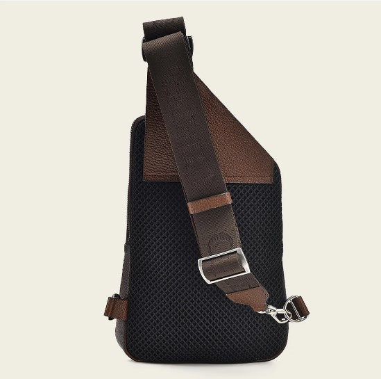 Bandolera en piel genuina de fuscus para caballero.