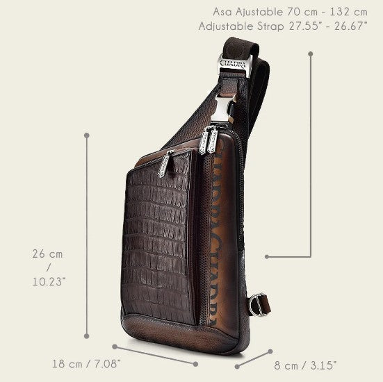 Bandolera en piel genuina de fuscus para caballero.