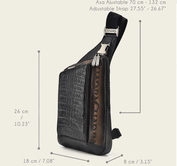 Bandolera en piel genuina de fuscus para caballero