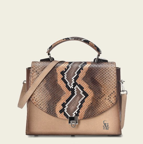 Bolso de Mano en piel Genuina de Pitón.