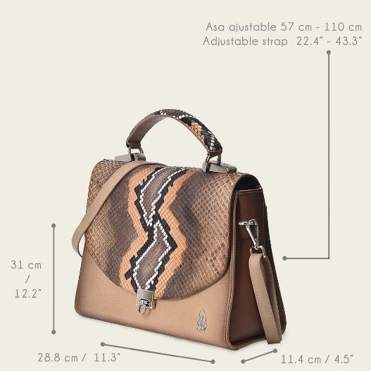 Bolso de Mano en piel Genuina de Pitón.