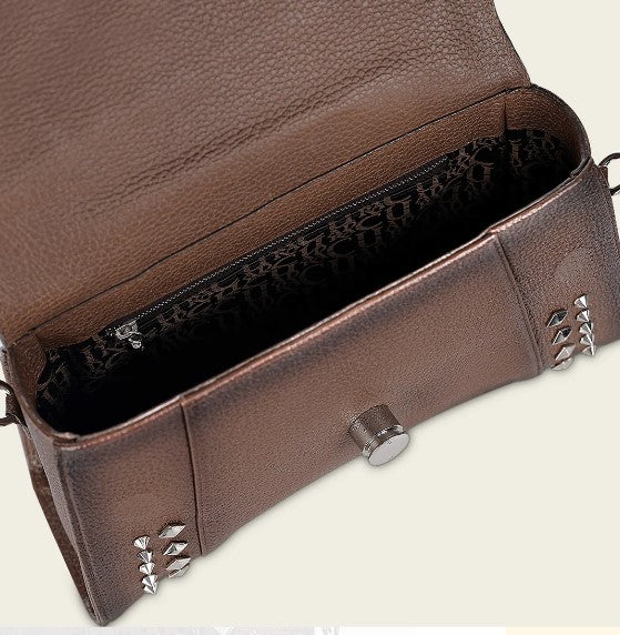 Bolso de mano en piel genuina de pitón para dama.