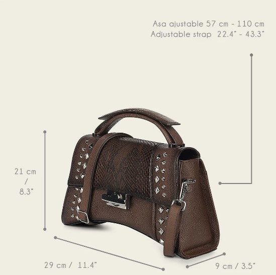 Bolso de mano en piel genuina de pitón para dama.