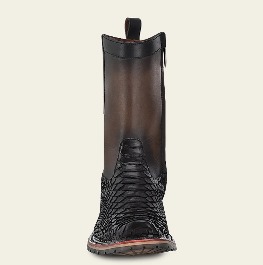 Bota urbana en piel genuina de pitón para caballero.