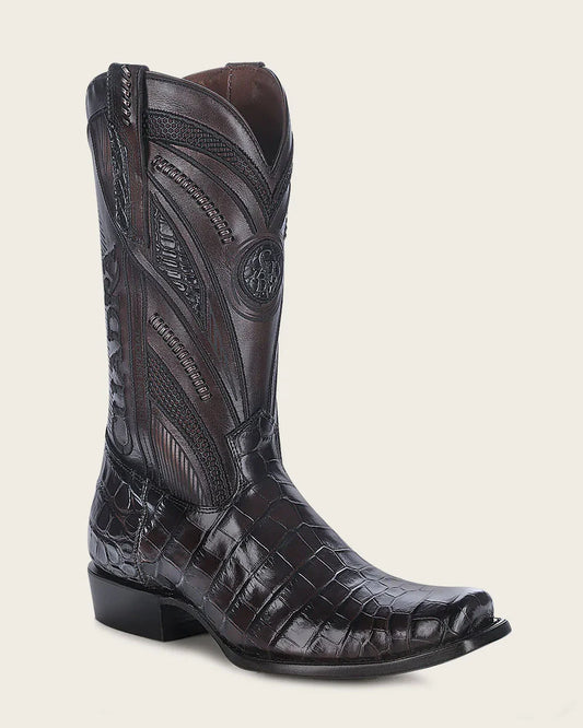 Bota Imperio piel exótica marrón oscuro.