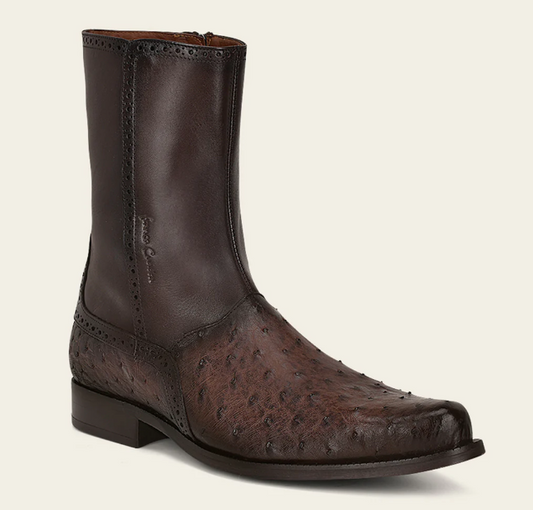 Bota de vestir en piel genuina de avestruz para caballero.