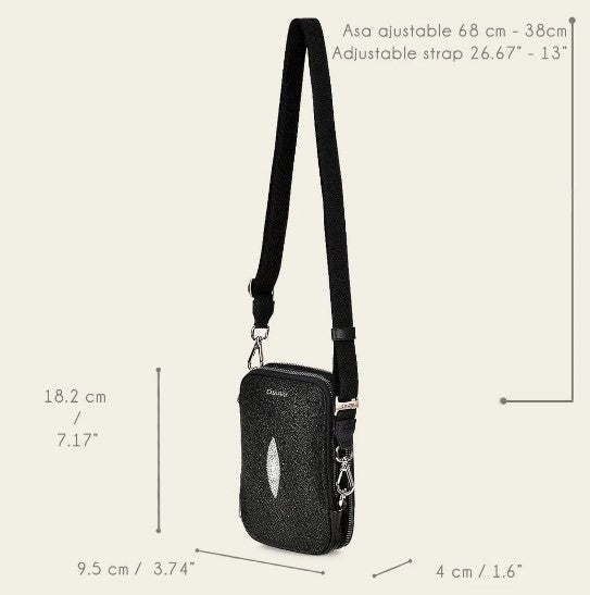 Porta celular en piel genuina de mantarraya para caballero.