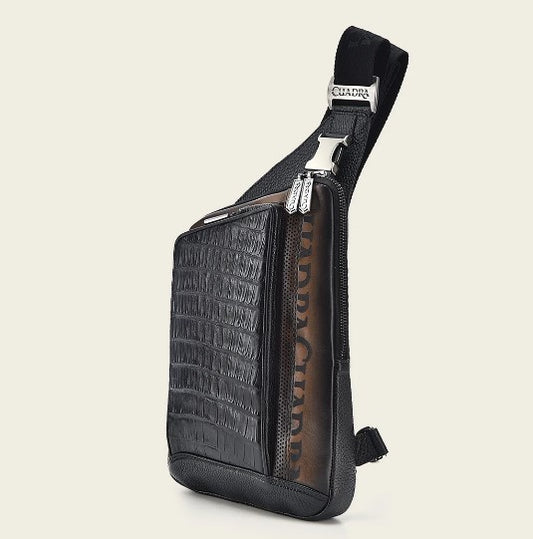 Bandolera en piel genuina de fuscus para caballero