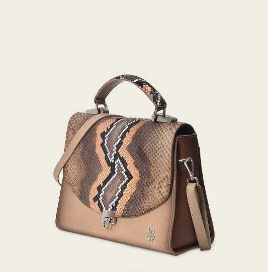Bolso de Mano en piel Genuina de Pitón.